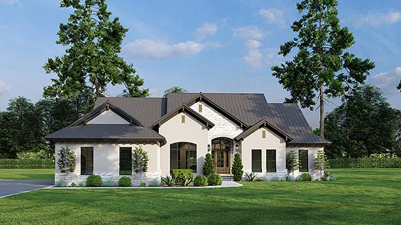 French Country, Mediterranean, Tuscan House Plan 82749 with 4 Beds, 3 Baths, 3 Car Garage Elevation
