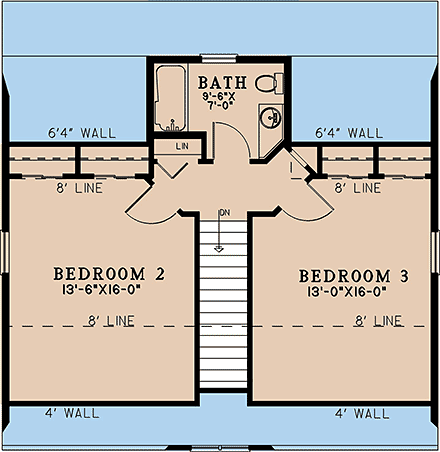 Cabin, Coastal, Cottage, Country, Southern House Plan 82750 with 3 Beds, 3 Baths Second Level Plan