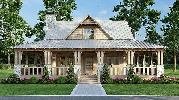 Cabin, Coastal, Cottage, Country, Southern House Plan 82750 with 3 Beds, 3 Baths Elevation