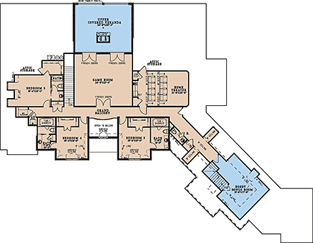Colonial, European House Plan 82752 with 7 Beds, 11 Baths, 3 Car Garage Second Level Plan