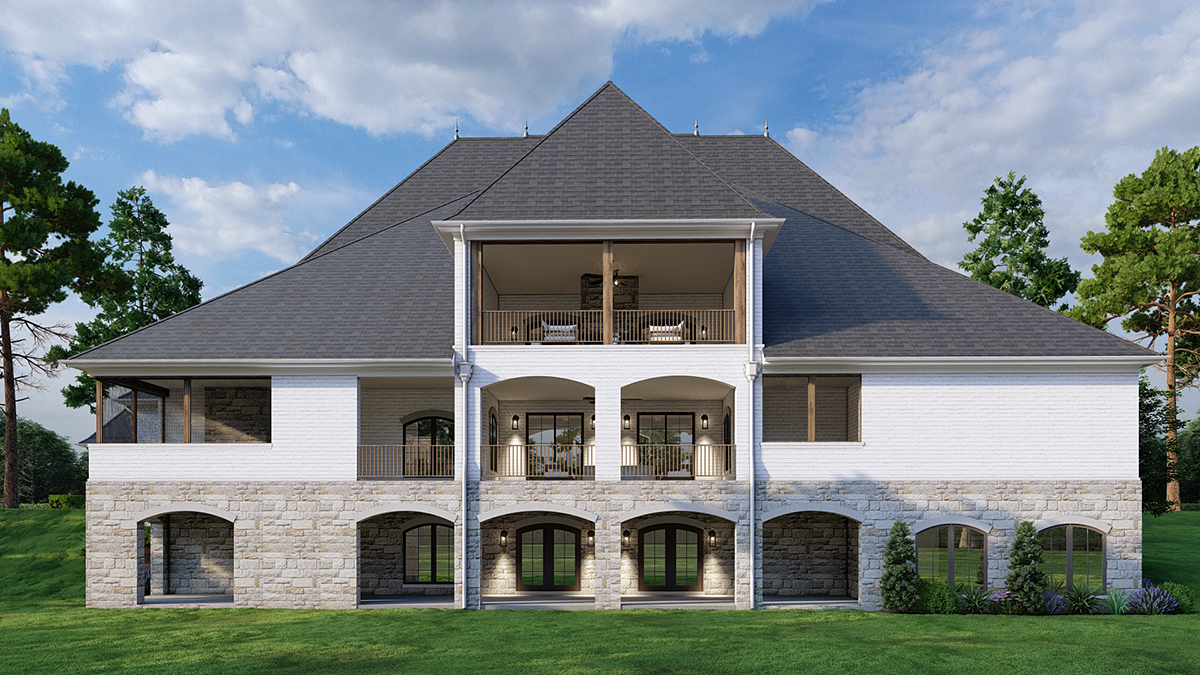 Colonial, European Plan with 11715 Sq. Ft., 7 Bedrooms, 11 Bathrooms, 3 Car Garage Rear Elevation