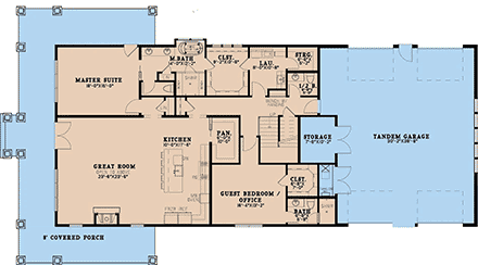 Barndominium, Farmhouse House Plan 82753 with 5 Beds, 6 Baths, 4 Car Garage First Level Plan