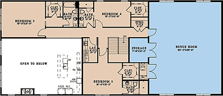 Barndominium, Farmhouse House Plan 82753 with 5 Beds, 6 Baths, 4 Car Garage Second Level Plan