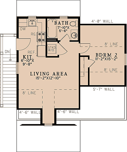 Coastal, Cottage, Country, Southern Multi-Family Plan 82755 with 2 Beds, 2 Baths Second Level Plan
