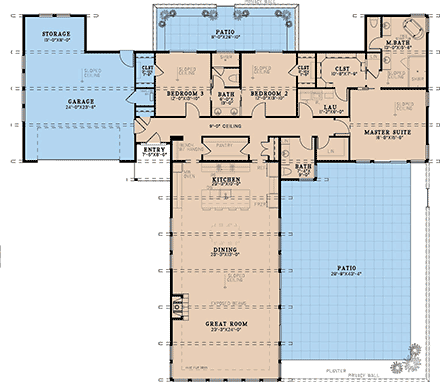 Coastal, Contemporary, Modern House Plan 82756 with 3 Beds, 3 Baths, 2 Car Garage First Level Plan