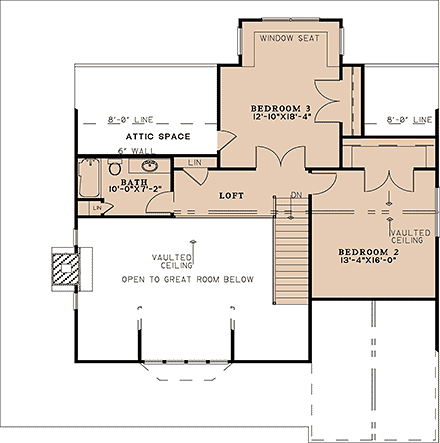 Bungalow, Cabin, Cottage, Country House Plan 82758 with 3 Beds, 3 Baths, 2 Car Garage Second Level Plan
