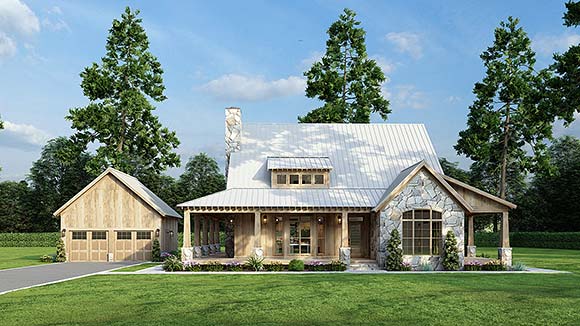 Bungalow, Cabin, Cottage, Country House Plan 82758 with 3 Beds, 3 Baths, 2 Car Garage Elevation