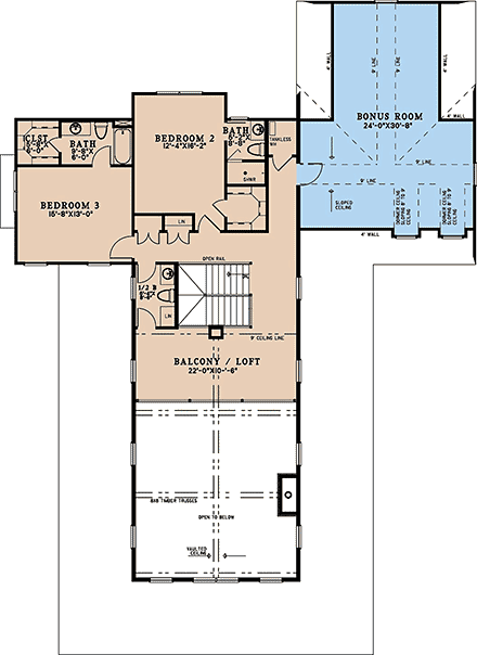 Barndominium, Bungalow, Coastal, Country, Craftsman, Farmhouse House Plan 82763 with 3 Beds, 5 Baths, 3 Car Garage Second Level Plan