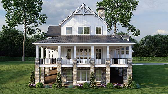 Barndominium, Bungalow, Coastal, Country, Craftsman, Farmhouse House Plan 82763 with 3 Beds, 5 Baths, 3 Car Garage Elevation
