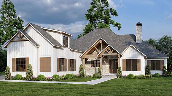 Craftsman, Traditional House Plan 82765 with 3 Beds, 4 Baths, 2 Car Garage Elevation