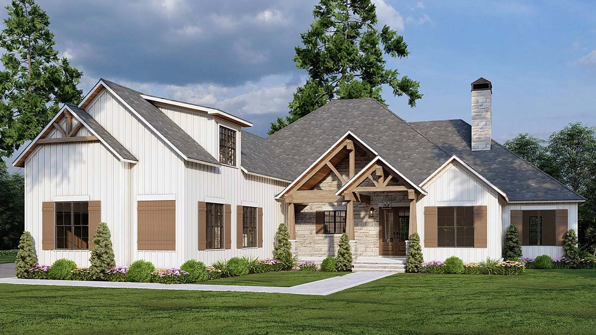 Craftsman, Traditional Plan with 3106 Sq. Ft., 3 Bedrooms, 4 Bathrooms, 2 Car Garage Elevation