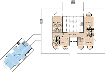 Country, Farmhouse House Plan 82771 with 4 Beds, 5 Baths, 3 Car Garage Second Level Plan