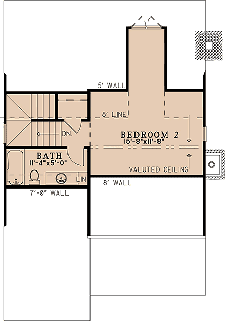 Cabin, Cottage House Plan 82781 with 2 Beds, 2 Baths Second Level Plan