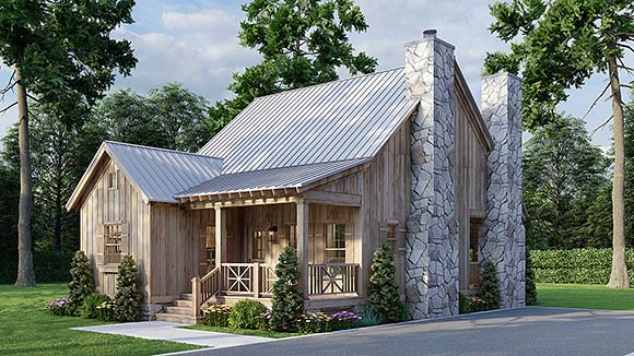 Cabin, Cottage House Plan 82781 with 2 Beds, 2 Baths Elevation