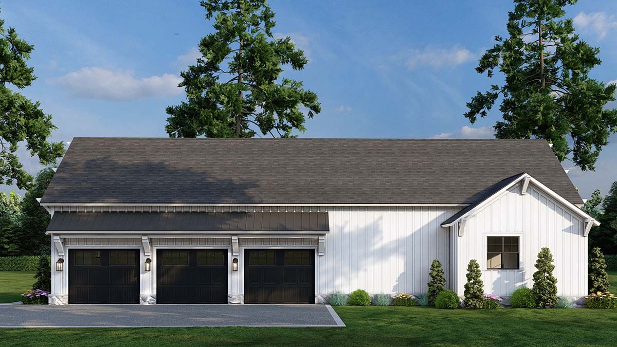 Country, Farmhouse Plan with 2610 Sq. Ft., 3 Bedrooms, 3 Bathrooms, 3 Car Garage Picture 2