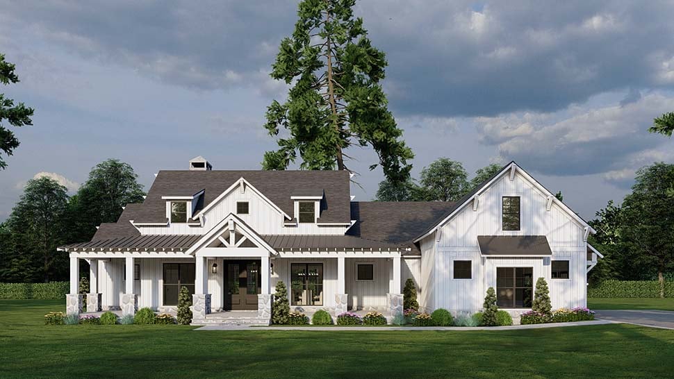 Country, Farmhouse Plan with 2610 Sq. Ft., 3 Bedrooms, 3 Bathrooms, 3 Car Garage Picture 4