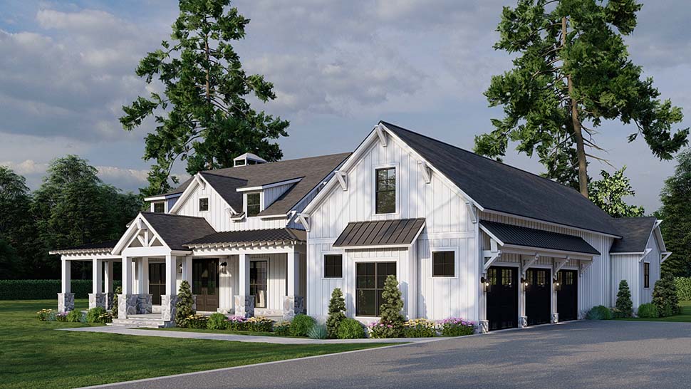 Country, Farmhouse Plan with 2610 Sq. Ft., 3 Bedrooms, 3 Bathrooms, 3 Car Garage Picture 5