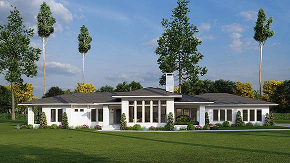 Mediterranean, Modern, Prairie, Ranch House Plan 82785 with 4 Beds, 3 Baths, 2 Car Garage Elevation