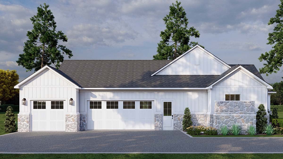 Country, Farmhouse Plan with 2650 Sq. Ft., 3 Bedrooms, 4 Bathrooms, 3 Car Garage Picture 3