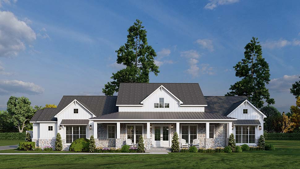 Country, Farmhouse Plan with 2650 Sq. Ft., 3 Bedrooms, 4 Bathrooms, 3 Car Garage Picture 4