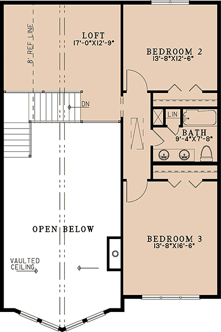 A-Frame, Cabin House Plan 82790 with 3 Beds, 3 Baths Second Level Plan