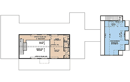 Country, Farmhouse, New American House Plan 82792 with 3 Beds, 4 Baths, 2 Car Garage Second Level Plan
