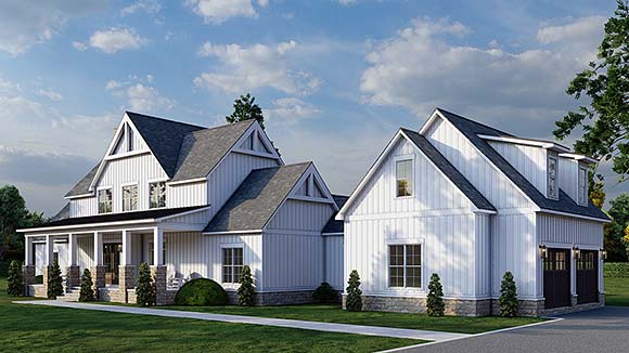 Country, Farmhouse, New American House Plan 82792 with 3 Beds, 4 Baths, 2 Car Garage Elevation