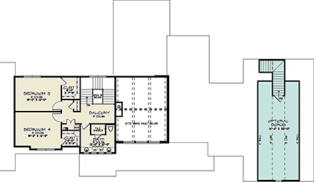 Modern House Plan 82793 with 4 Beds, 4 Baths, 3 Car Garage Second Level Plan