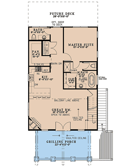Cabin, Cottage House Plan 82797 with 3 Beds, 3 Baths First Level Plan