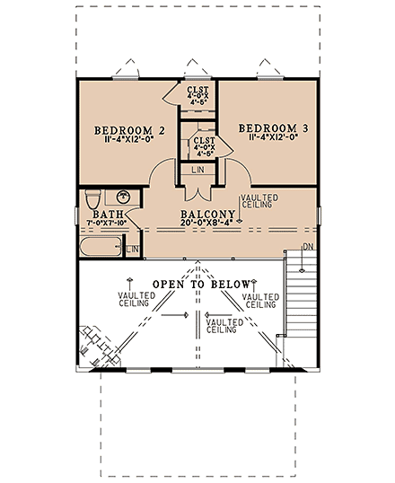 Cabin, Cottage House Plan 82797 with 3 Beds, 3 Baths Second Level Plan