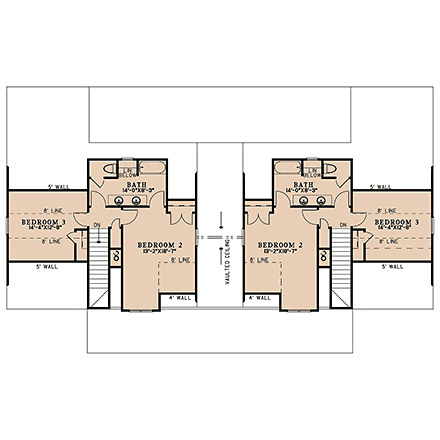 Country, Craftsman Multi-Family Plan 82799 with 6 Beds, 6 Baths Second Level Plan