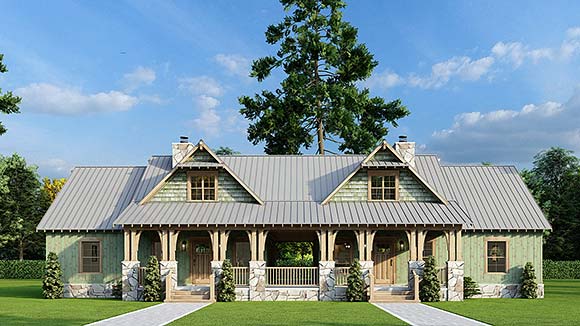 Country, Craftsman Multi-Family Plan 82799 with 6 Beds, 6 Baths Elevation