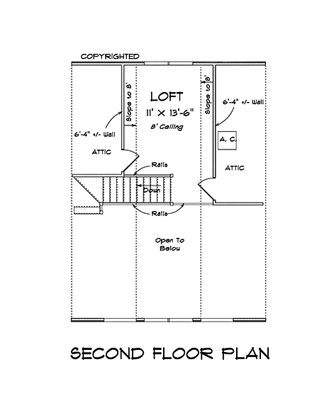 Cabin, Cottage House Plan 82809 with 1 Beds, 1 Baths Second Level Plan