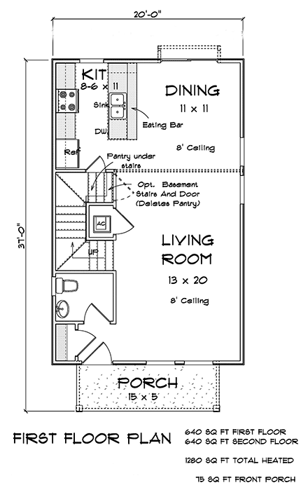 Cottage, Country House Plan 82817 with 3 Beds, 3 Baths First Level Plan