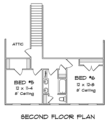 Farmhouse, Traditional House Plan 82821 with 6 Beds, 5 Baths, 4 Car Garage Second Level Plan