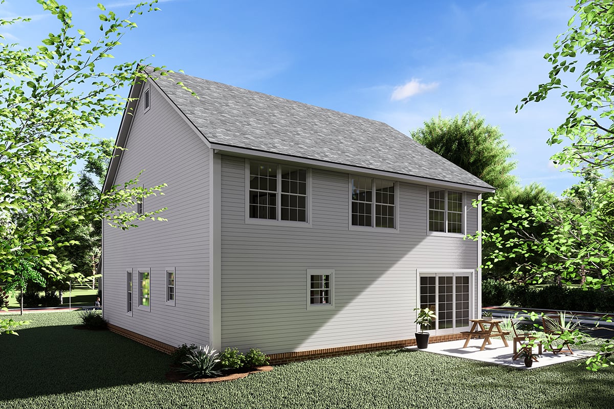 Cottage, Traditional Plan with 1888 Sq. Ft., 4 Bedrooms, 3 Bathrooms Rear Elevation