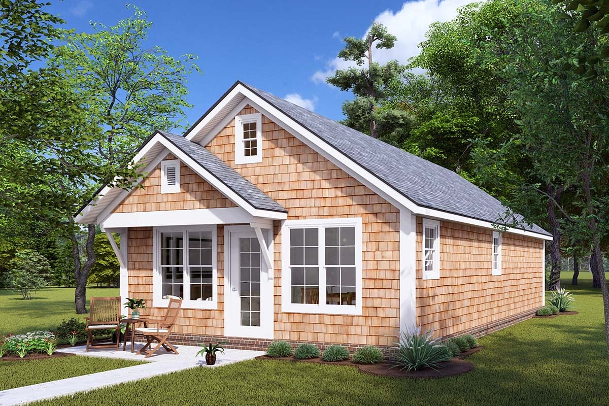 Cottage, Craftsman, Traditional Plan with 785 Sq. Ft., 3 Bedrooms, 1 Bathrooms Picture 2