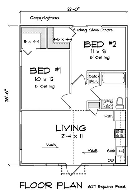 Cottage, Craftsman, Traditional House Plan 82829 with 2 Beds, 1 Baths First Level Plan