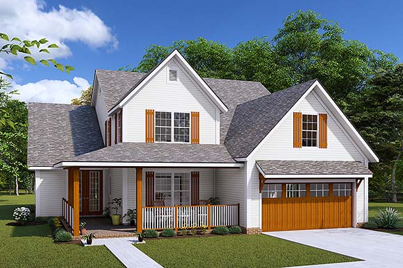 Cottage, Farmhouse, Traditional House Plan 82833 with 3 Beds, 3 Baths, 2 Car Garage Elevation
