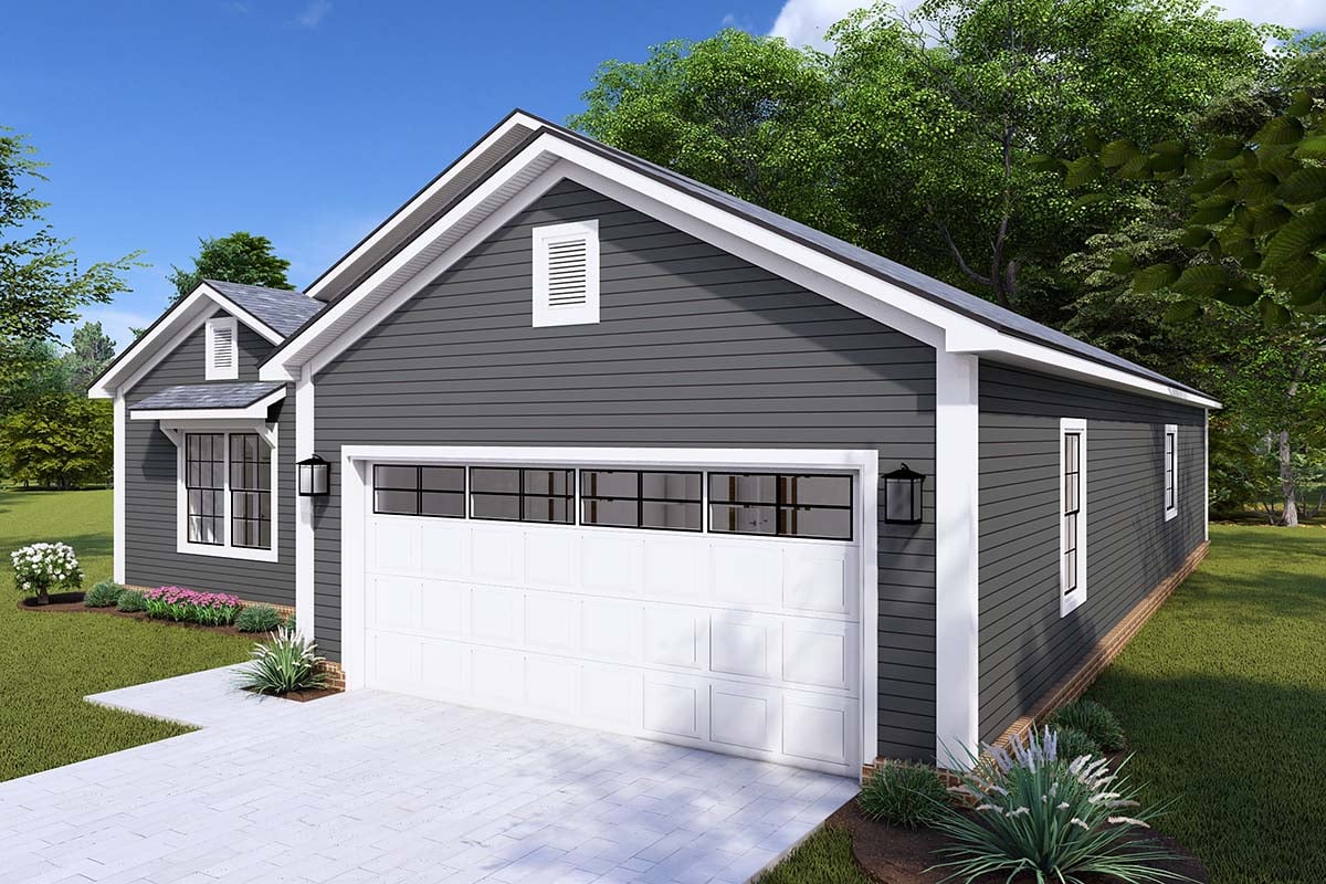 Cottage, Country, Traditional Plan with 1400 Sq. Ft., 3 Bedrooms, 2 Bathrooms, 2 Car Garage Picture 2