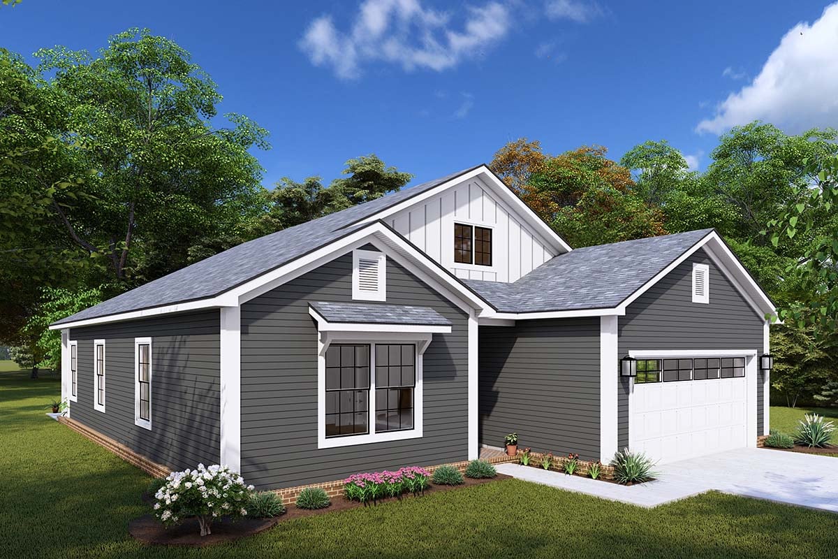 Cottage, Country, Traditional Plan with 1400 Sq. Ft., 3 Bedrooms, 2 Bathrooms, 2 Car Garage Picture 3