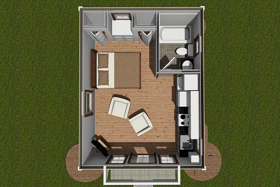 Cottage, Craftsman, Traditional Plan with 292 Sq. Ft., 1 Bedrooms, 1 Bathrooms Picture 5