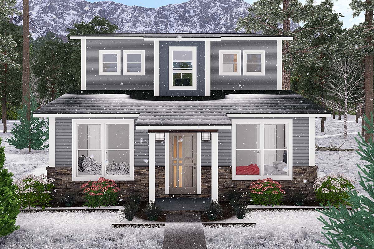 Cabin, Modern Plan with 1562 Sq. Ft., 3 Bedrooms, 2 Bathrooms Elevation