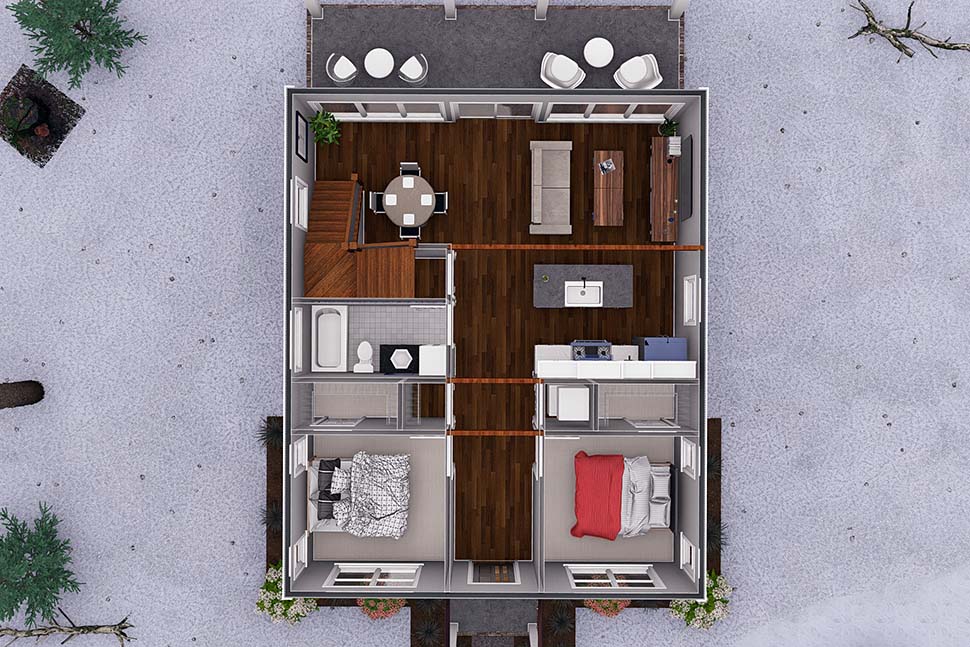 Cabin, Modern Plan with 1562 Sq. Ft., 3 Bedrooms, 2 Bathrooms Picture 18
