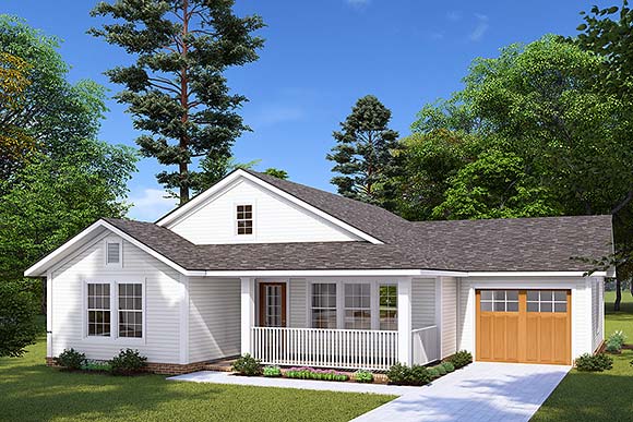 Cottage, Craftsman, Traditional House Plan 82855 with 2 Beds, 2 Baths, 1 Car Garage Elevation