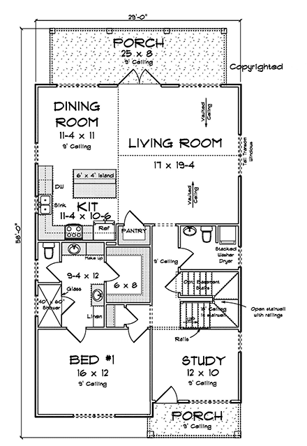 Cottage, Traditional House Plan 82857 with 4 Beds, 3 Baths First Level Plan
