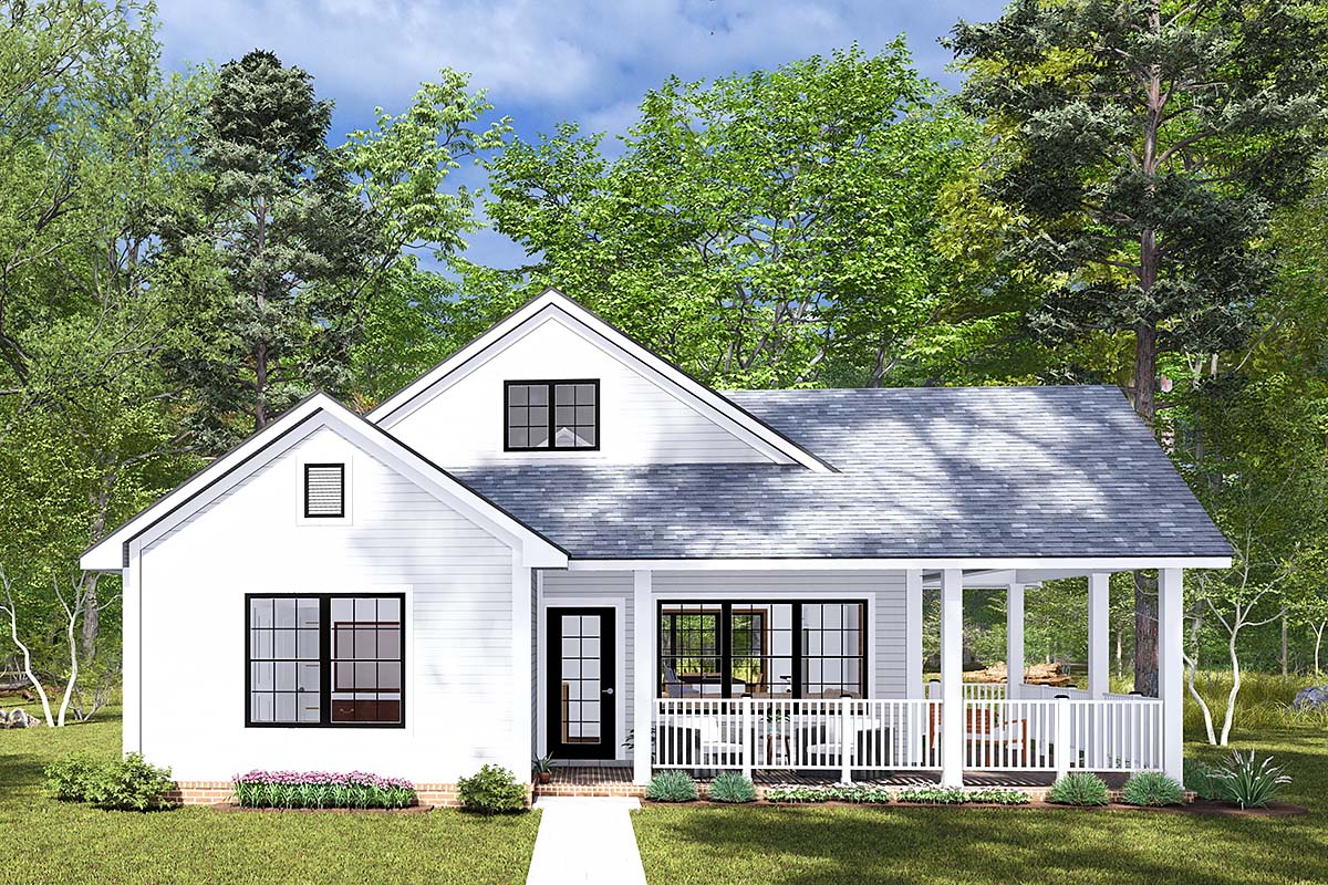 Cottage, Craftsman, Traditional Plan with 1195 Sq. Ft., 2 Bedrooms, 2 Bathrooms Elevation