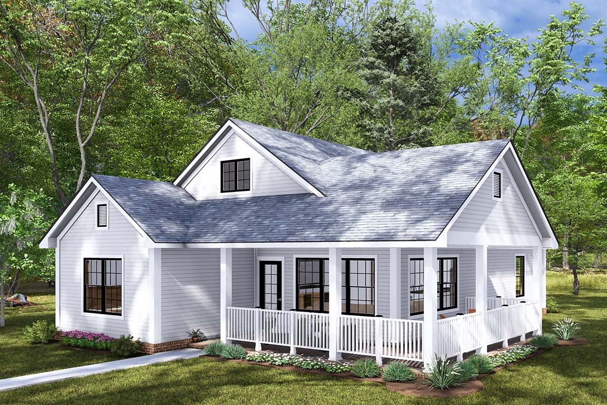 Cottage, Craftsman, Traditional Plan with 1195 Sq. Ft., 2 Bedrooms, 2 Bathrooms Picture 2
