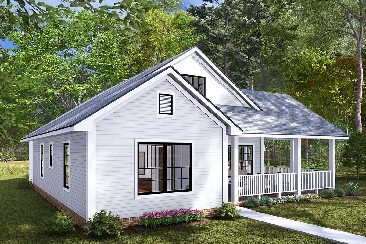 Cottage, Craftsman, Traditional Plan with 1195 Sq. Ft., 2 Bedrooms, 2 Bathrooms Picture 3
