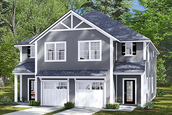 Traditional Multi-Family Plan 82859 with 6 Beds, 6 Baths, 2 Car Garage Elevation